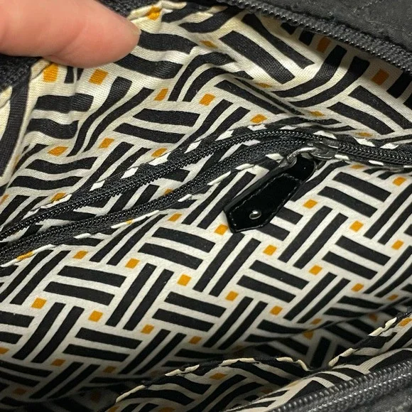 Vera Bradley Black Quilted Microfiber Shoulder Bag with Patented Leather Strap - Picture 4 of 14